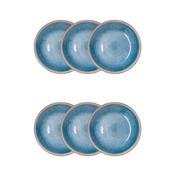Set 6 platos hondos porcelana azul 20 cm