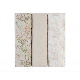 Juego de pañales de muselina 3 uds 100x100 cm Secret Garden Beige