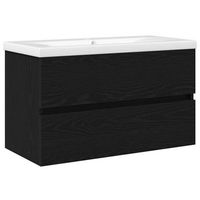 gabinete de lavabo para bano roble negro 80 x 39 x 62 cm vidaxl