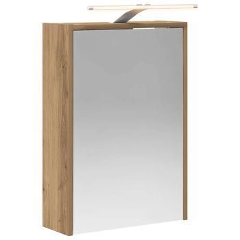 Armario Con Espejo De Baño | Mueble De Baño Roble Artesanal 43 X 16 X 62.5 Cm