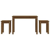 3 uds mesas apilables  mesita auxiliar  mesa de cafe madera maciza de pino marron miel