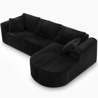 sofa esquinero con funcion de cama 263cm sofa modular boneless de pana con chaiselongue sofa cama en forma de l sofas seccionales con cojines y bolsillos laterales sofa para salon sin montaje - negro