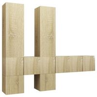 muebles de pared de tv 7 pzas aglomerado color roble sonoma vidaxl