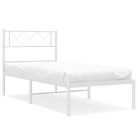 estructura cama sin colchon con cabecero metal blanco 90x190 cm vidaxl