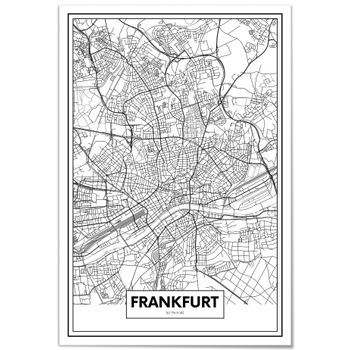 Panorama Cuadro De Aluminio Mapa De Frankfurt 70x100 Cm
