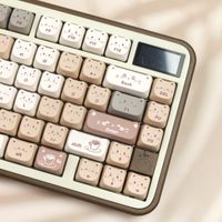 mao-teclas con orejas de gato cafe gato letras impresas tinte juego grande material pbt para teclado mecanico interruptor de disparo