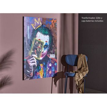 Lienzo Impr. Pop Art Joker 50% Oleo Con Led  80x3x120 Cm