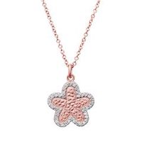 colgante flor cadena de plata 925 banado en oro rosa