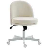 homcom silla de oficina para el hogar con ajuste de altura funcion basculante silla de escritorio giratoria con ruedas blanco crema