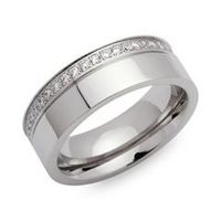 anillo acero inoxidable circonita parcialmente pulido 7mm ancho