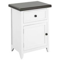 mesa de noche 1 cajon blanco marron oscuro 40 x 30 cm estante dormitorio layola