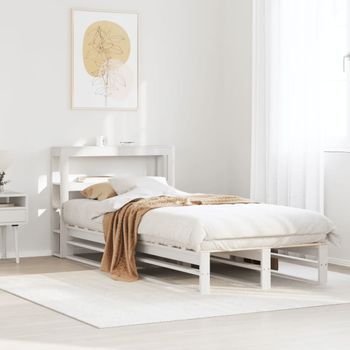 Cama Individual | Cama De Adulto | Estructura De Cama Sin Colchón Madera Maciza Blanca 75x190 Cm Cfw339710