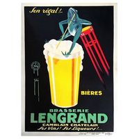 legendarte - cartel publicitario vintage brasserie lengrand - cuadro lienzo impresion digital cm 50x70