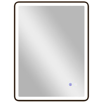 HOMCOM Espejo de baño LED antivaho espejo de maquillaje regulable con iluminación 80 x 60 cm marco negro   Aosom España