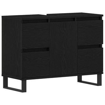 Gabinete De Baño | Armario De Baño Con Cajón Roble Negro 80 X 33 X 60 Cm