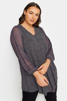 yours top con vuelo gris mangas malla mujer curvy y tallas grandes yours