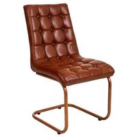 silla de metal y piel marron 46x46x93