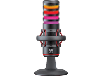 Micrófono - Woxter Mic Studio 70 RGB, USB-A a USB-C, -38+3dB, Iluminación LED, Negro