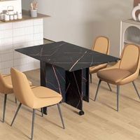 mesa de comedor plegable de melamina metal homcom 120x80x73 cm-negro