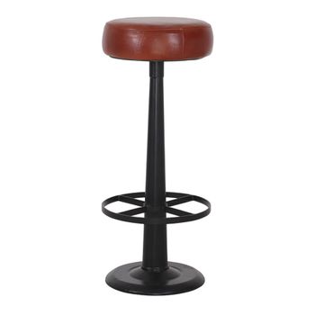 Taburete alto de metal y piel alexis - marrón - 82x35x35