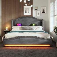 cama tapizada 140x200 doble con 4 cajones gris sin colchon