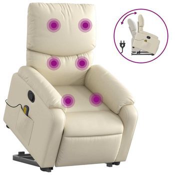 Sillón Reclinable De Masaje | Sillón De Salón | Silla De Pie Cuero Artificial Color Crema