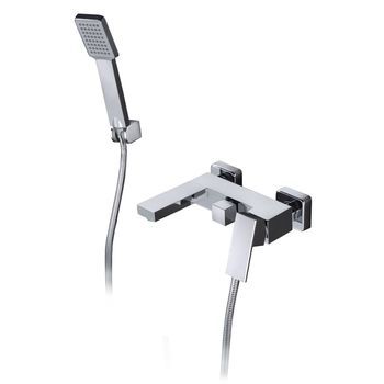 Set Bagnodoccia Cromado Con Cuerpo De Latón Y Tubo Flexible Metálico De 180 Cm