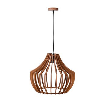 BEL AIR HOME Lámpara colgante BALI 35 CM, madera natural, altura regulable, 1xE27, diseño bohemio, para comedor, salón o dormitorio, bombilla no incluida
