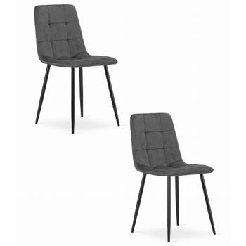 Set De 2 Silla De Comedor Terciopelo Valora Pira Asiento De Terciopelo Gris Oscuro
