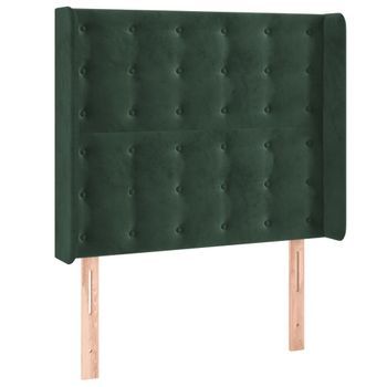 Cabecero Cama Mueble De Dormitorio Con Led De Terciopelo 93 X 16 X 118/128 Cm Verde Oscuro M02_0002107
