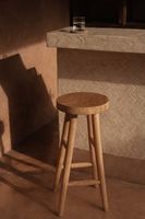 taburete de bar de madera de teca en marron 35x35x75 cm