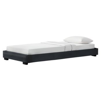 Corium® Cama Individual - Tapizado En Piel Sintética - 90 X 200 Cm - Somier Moderno Con Listones Para Cama - Negro