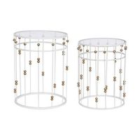 mesita auxiliar set 2 metal cristal 42x42x55 38x50