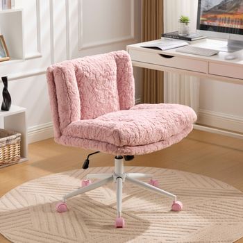 Silla De Oficina - Giratoria Y Regulable - Piel Sintética Y Metal - Rosa (67x63x94cm)