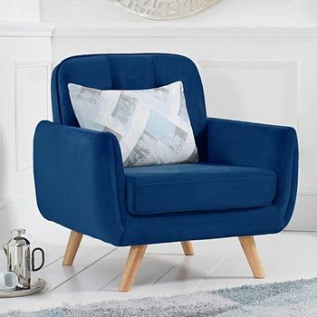 Camila Blue Velvet Armchair