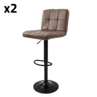 2x taburetes giratorios de bar piel sintetica marron altura 63-83cm