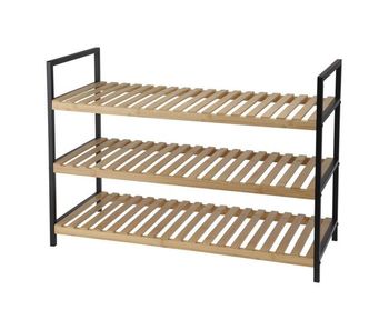 Well home - zapatero de bambú con 3 estantes en metal y bambú 70x30x48,5cm