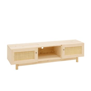 Mueble de tv de madera maciza y de 2 puertas tono natural de 150x40cm
