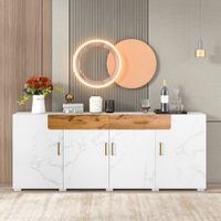aparador efecto marmol blanco 4 puertas 2 cajones 208x395x80cm