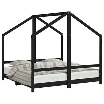 Estructura De Cama Para Niños Madera De Pino Negro 80x160 Cm Vidaxl