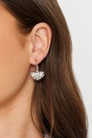 pendientes plateados de corazones con cristales