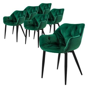 Juego 6 Sillas De Comedor Con Patas De Metal, Verde Oscuro Ml-design