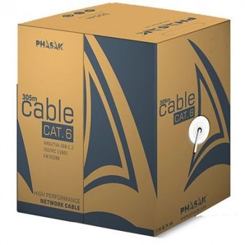 Phasak Bobina Cable de Red RJ45 Cat.6 FTP 305m Gris
