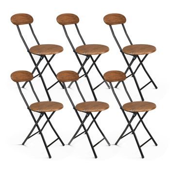 Silla Plegable Con Respaldo Otto Alt. 74 Cm X L. 29 Cm X An. 36 Cm | Metal Y Madera | Set De 6