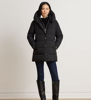 lauren ralph lauren para mujer 297962420002 abrigo de plumas con capucha negro l casual poliester