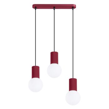 Lámpara colgantes borgoña aluminio/vidrio alt. 120 cm