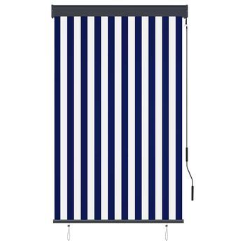 Estor Enrollable De Exterior Azul Y Blanco 100x250 Cm