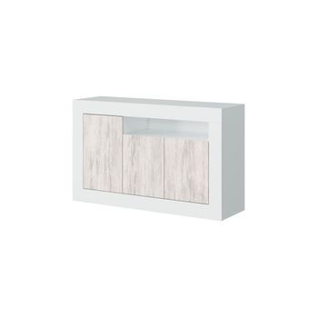 Aparador De 3 Puertas Y 1 Estante Versátil 144 Cm Baltik Blanco Artik (blanco Mate) – Blanco Velho 144 X 87 X 42 Cm