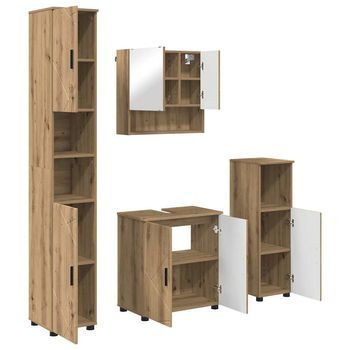Juego De Muebles De Baño 4 Uds. Roble Artisan 61 X 35 X 64 Cm Vidaxl