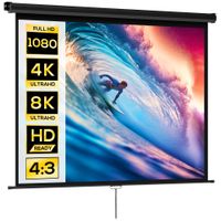 pantalla de proyeccion homcom de 84 pulgadas proyector de video para cine en casa 43 4k hd fijacion a pared o techo 181x8 x cm negro